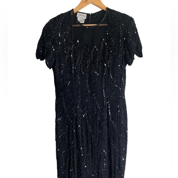 Vintage Stenay 100% Silk Beaded Sequin Long Gown Dress Evening Women’s Size 8 - Picture 7 of 15